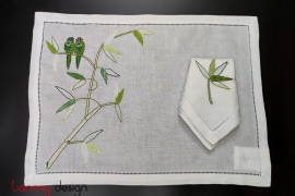Placemat & Napkin set - bamboo branch embroidery